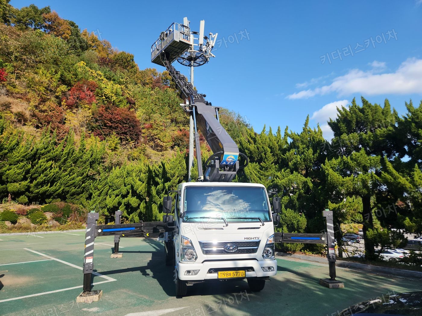 수목 주변 도로의 스카이차 배치